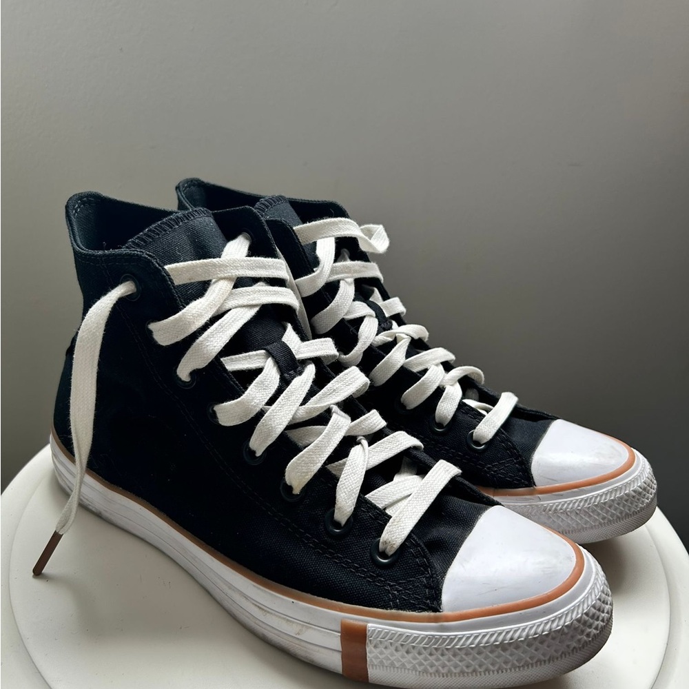Black High-Top Sneakers with White Laces